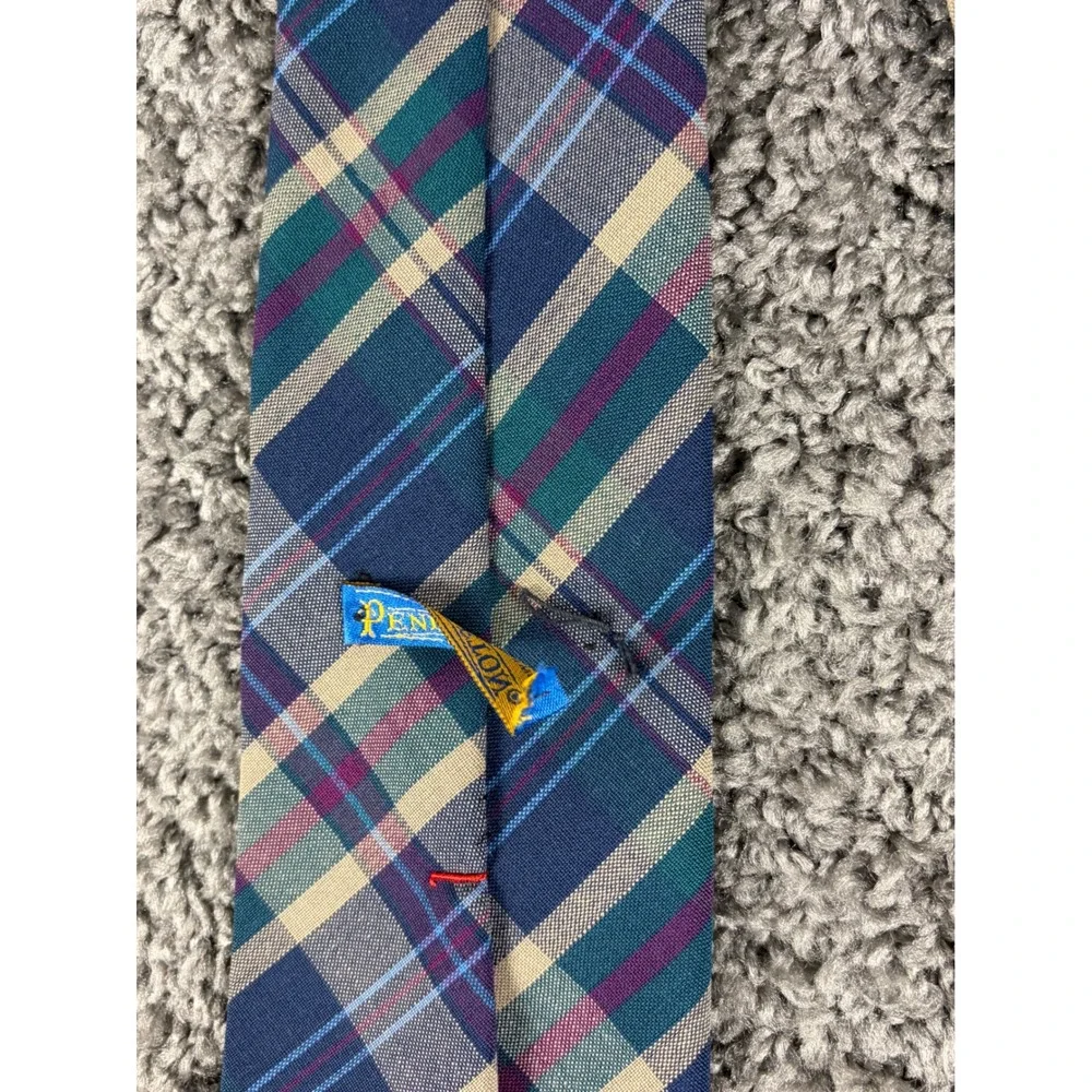 Pendleton Mens Plaid Wool Tie Navy Green Purple Tan Made in USA A219-168